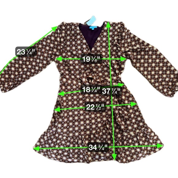 Draper James Geometric Floral Long Sleeve Wrap Dress | NWT Size Large - Picture 14 of 16